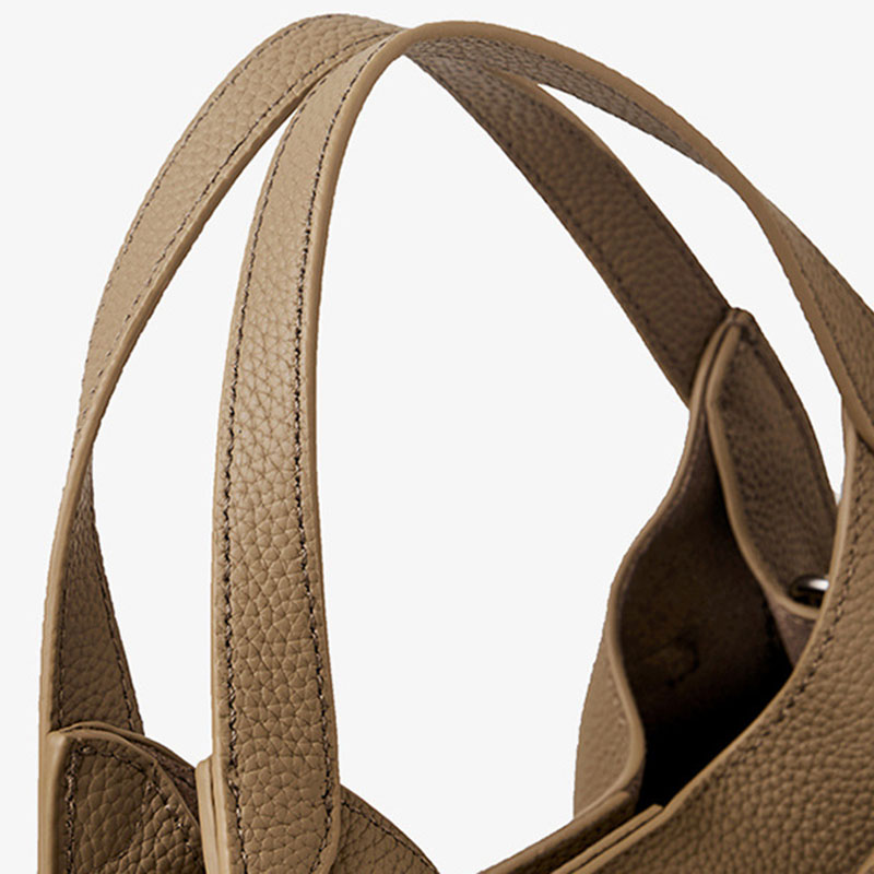 Women's Full-Grain Leather Pebble Hardware Top Handle Shoulder Bag