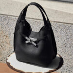 Women's Full-Grain Leather Pebble Hardware Top Handle Shoulder Bag
