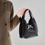Women's Full-Grain Leather Pebble Hardware Top Handle Shoulder Bag