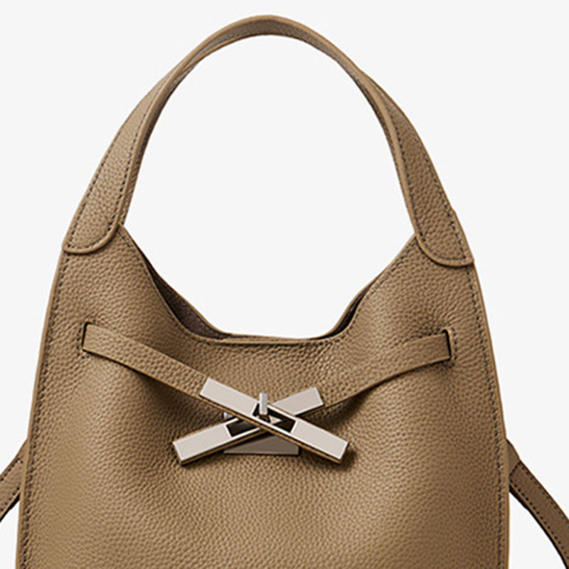 Women's Full-Grain Leather Pebble Hardware Top Handle Shoulder Bag