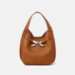 Women's Full-Grain Leather Pebble Hardware Top Handle Shoulder Bag
