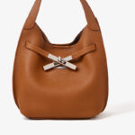 Women's Full-Grain Leather Pebble Hardware Top Handle Shoulder Bag