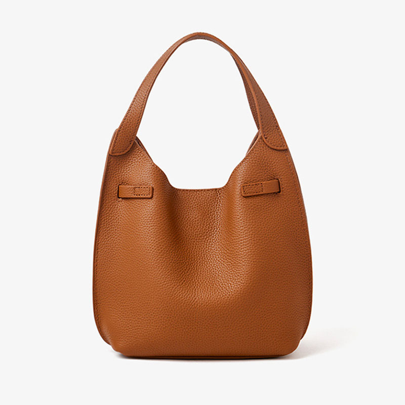 Women's Full-Grain Leather Pebble Hardware Top Handle Shoulder Bag