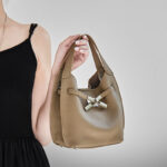 Women's Full-Grain Leather Pebble Hardware Top Handle Shoulder Bag