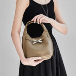 Women's Full-Grain Leather Pebble Hardware Top Handle Shoulder Bag