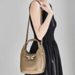 Women's Full-Grain Leather Pebble Hardware Top Handle Shoulder Bag