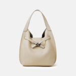 Women's Full-Grain Leather Pebble Hardware Top Handle Shoulder Bag