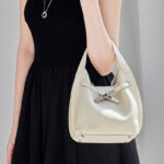 Women's Full-Grain Leather Pebble Hardware Top Handle Shoulder Bag