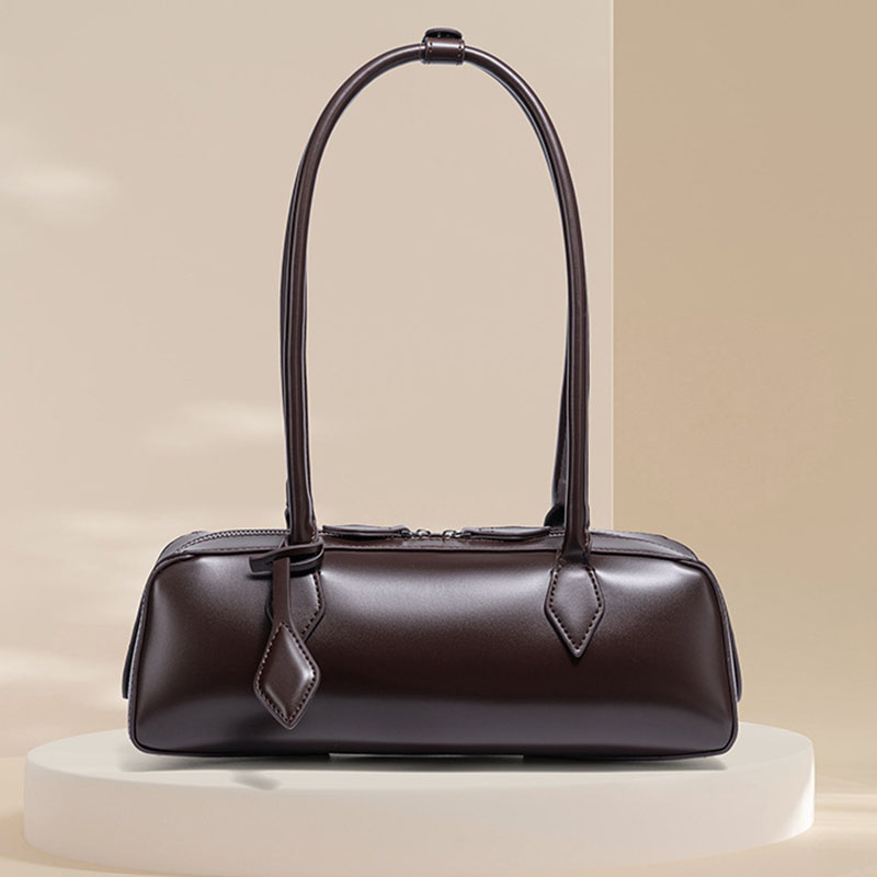 Women's Vegan Leather Minimalist Cylinder Shoulder Baguette Bag