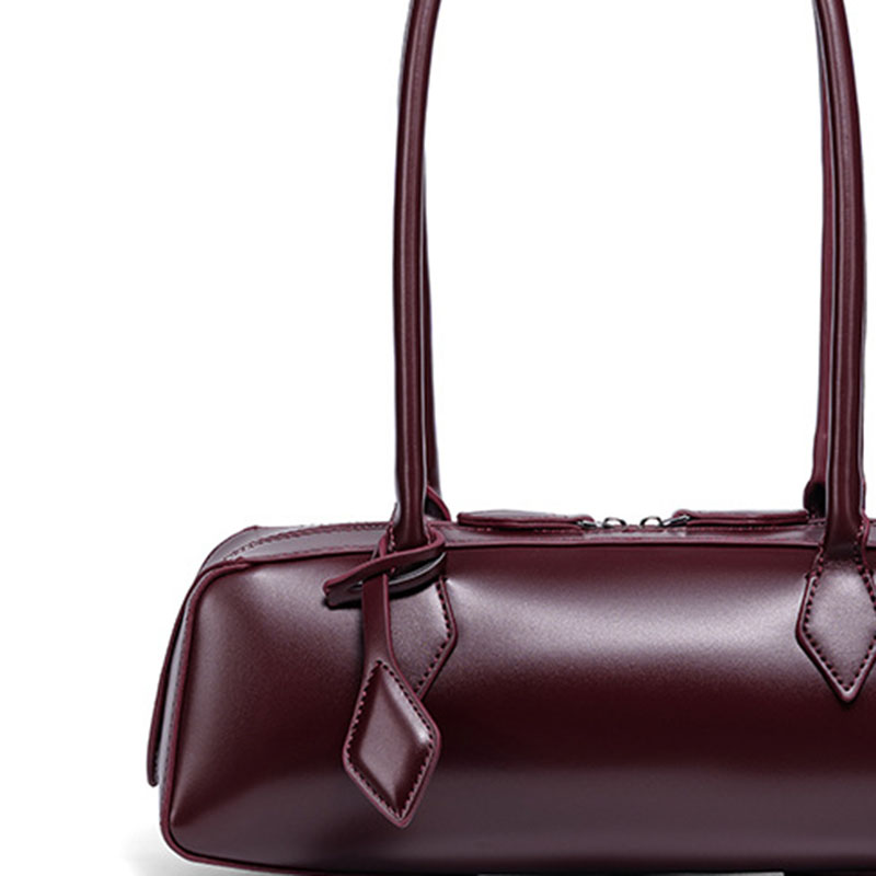Women's Vegan Leather Minimalist Cylinder Shoulder Baguette Bag