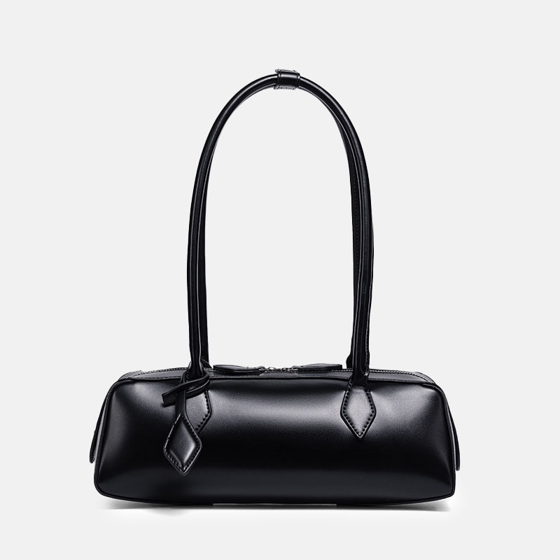 Women's Vegan Leather Minimalist Cylinder Shoulder Baguette Bag