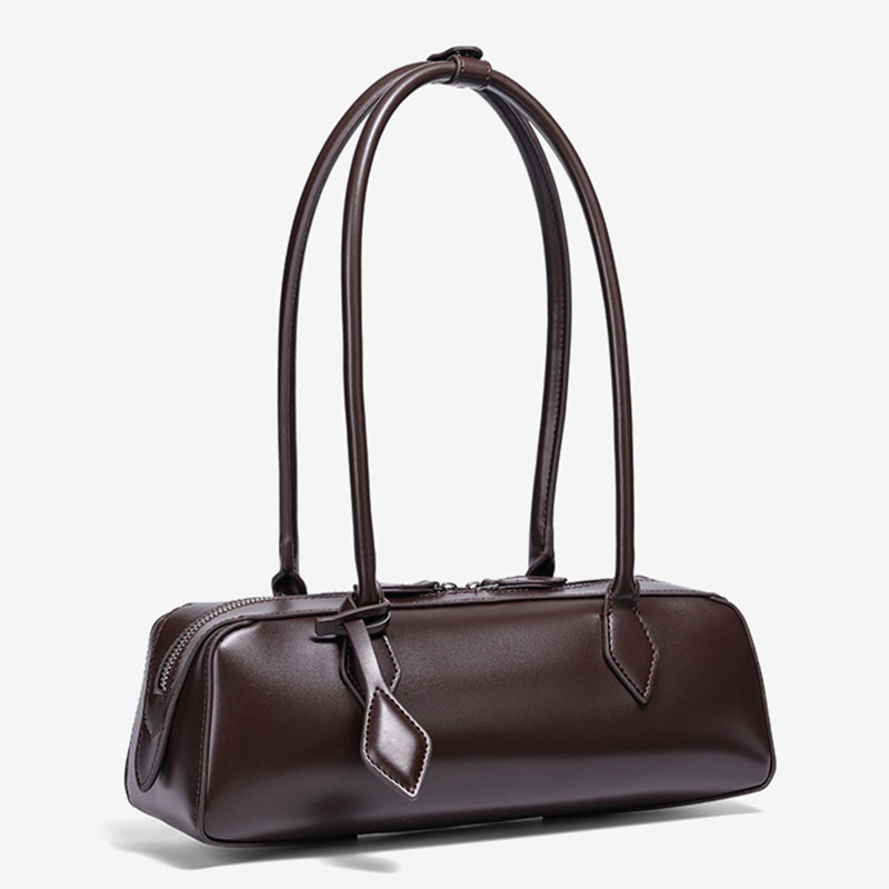 Women's Vegan Leather Minimalist Cylinder Shoulder Baguette Bag