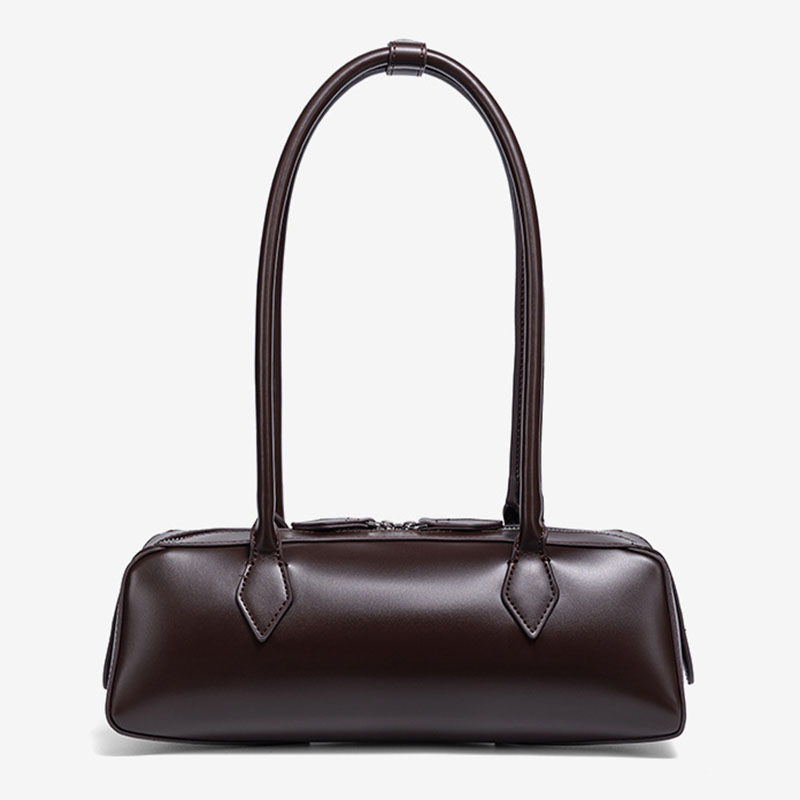 Women's Vegan Leather Minimalist Cylinder Shoulder Baguette Bag