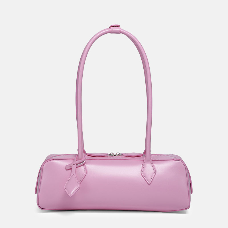 Women's Vegan Leather Minimalist Cylinder Shoulder Baguette Bag