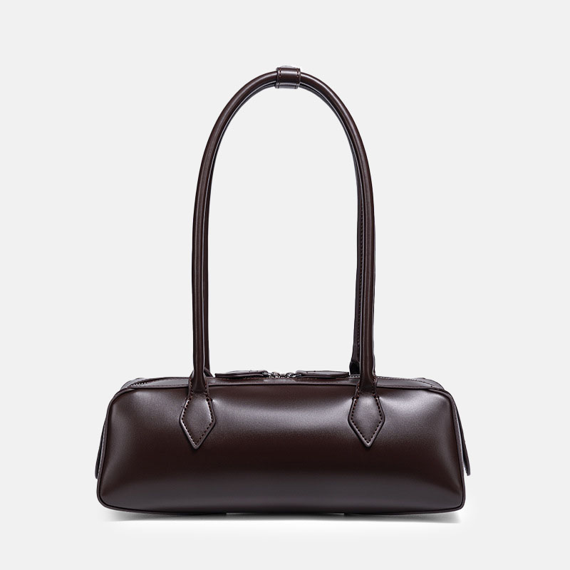 Women's Vegan Leather Minimalist Cylinder Shoulder Baguette Bag