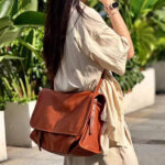 Women's Vegan Leather Foldover Flap Dual Strap Shoulder Bag