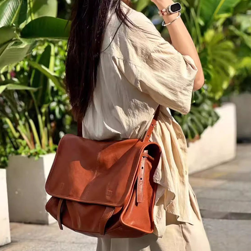 Women's Vegan Leather Foldover Flap Dual Strap Shoulder Bag
