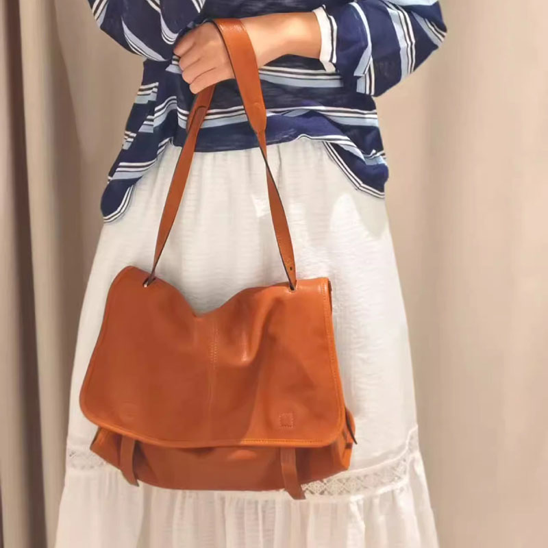 Women's Vegan Leather Foldover Flap Dual Strap Shoulder Bag