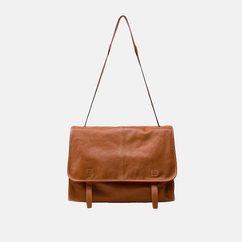 Women's Vegan Leather Foldover Flap Dual Strap Shoulder Bag