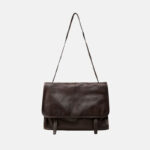 Women's Vegan Leather Foldover Flap Dual Strap Shoulder Bag