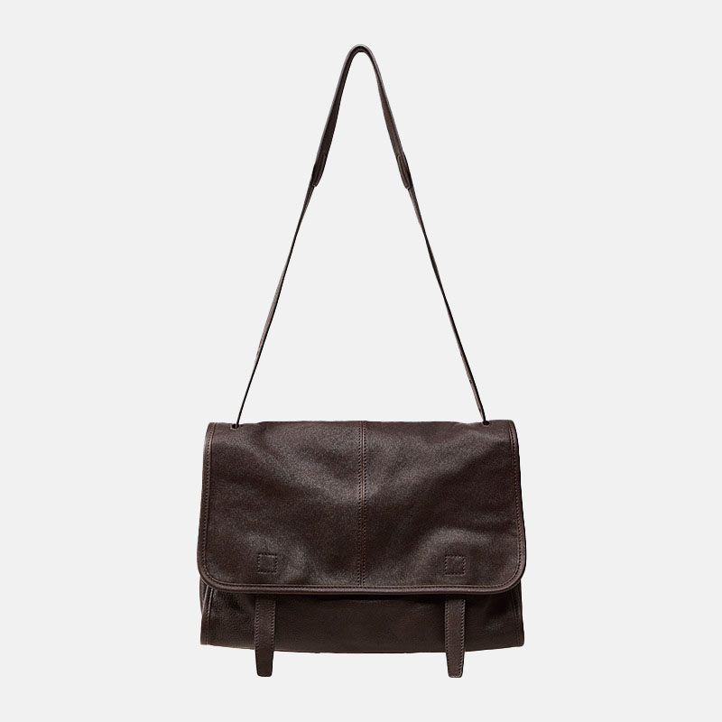 Women's Vegan Leather Foldover Flap Dual Strap Shoulder Bag