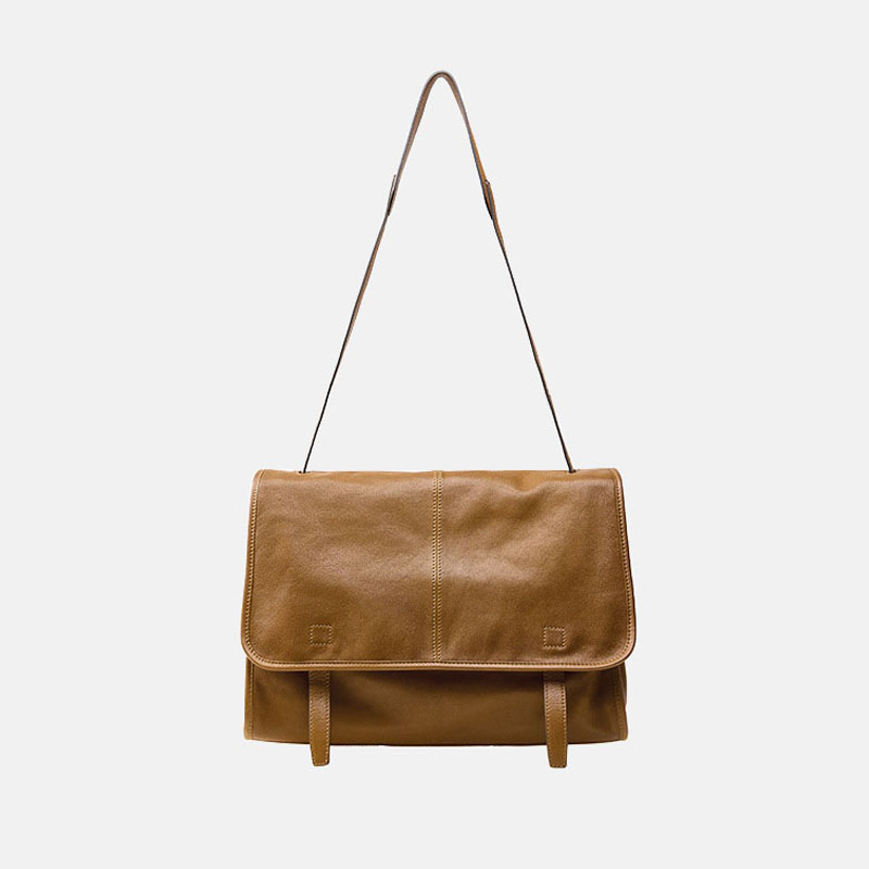 Women's Vegan Leather Foldover Flap Dual Strap Shoulder Bag