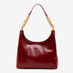 Women's Vegan Leather Glossy Chain Shoulder Crossbody Hobo Bag