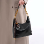 Women's Vegan Leather Glossy Chain Shoulder Crossbody Hobo Bag