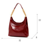 Women's Vegan Leather Glossy Chain Shoulder Crossbody Hobo Bag
