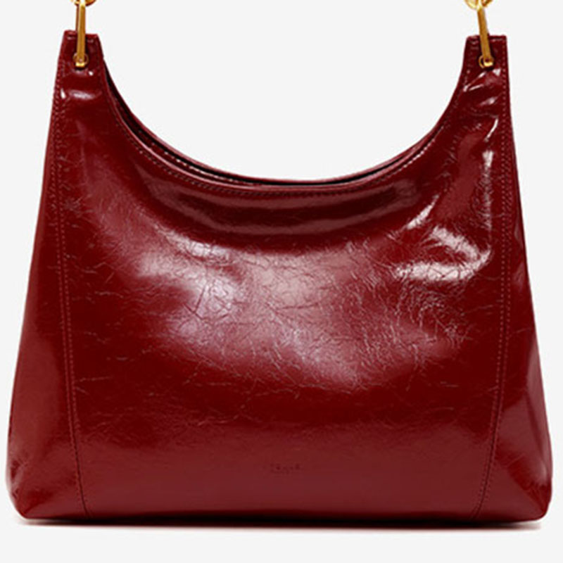 Women's Vegan Leather Glossy Chain Shoulder Crossbody Hobo Bag