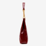 Women's Vegan Leather Glossy Chain Shoulder Crossbody Hobo Bag
