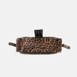 Women's Vegan Leather Leopard Studded Baguette Shoulder Hobo Bag