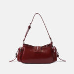 Women's Vegan Leather Leopard Studded Baguette Shoulder Hobo Bag