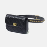 Women's Full-Grain Leather Quilted Turn-Lock Belt Bag