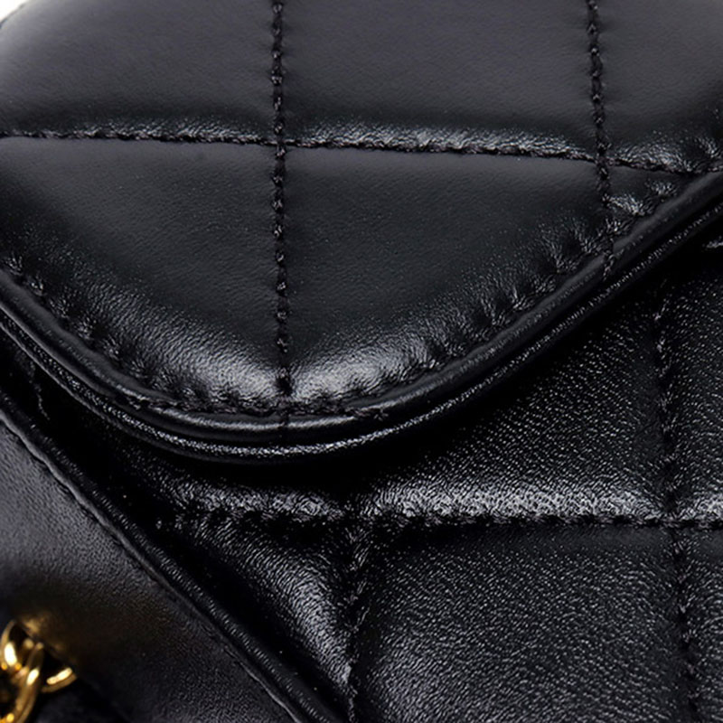 Women's Full-Grain Leather Quilted Turn-Lock Belt Bag