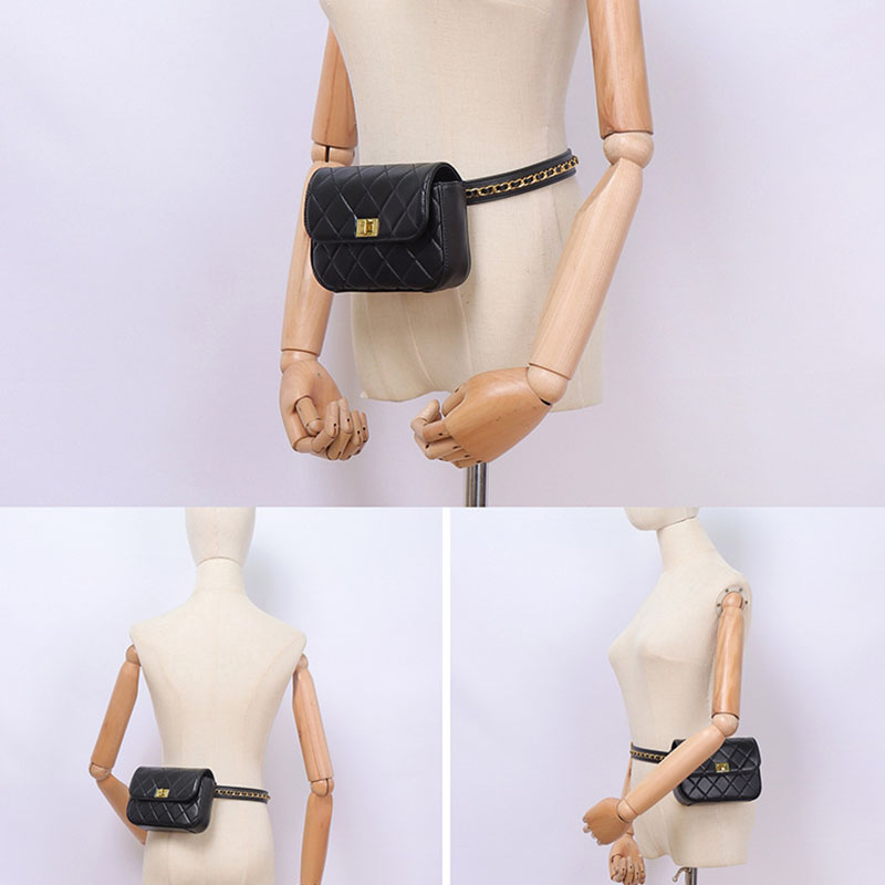 Women's Full-Grain Leather Quilted Turn-Lock Belt Bag