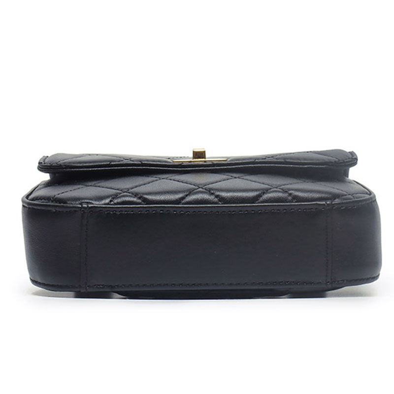 Women's Full-Grain Leather Quilted Turn-Lock Belt Bag