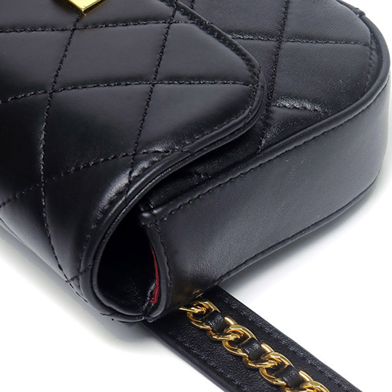 Women's Full-Grain Leather Quilted Turn-Lock Belt Bag