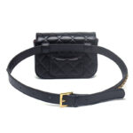Women's Full-Grain Leather Quilted Turn-Lock Belt Bag