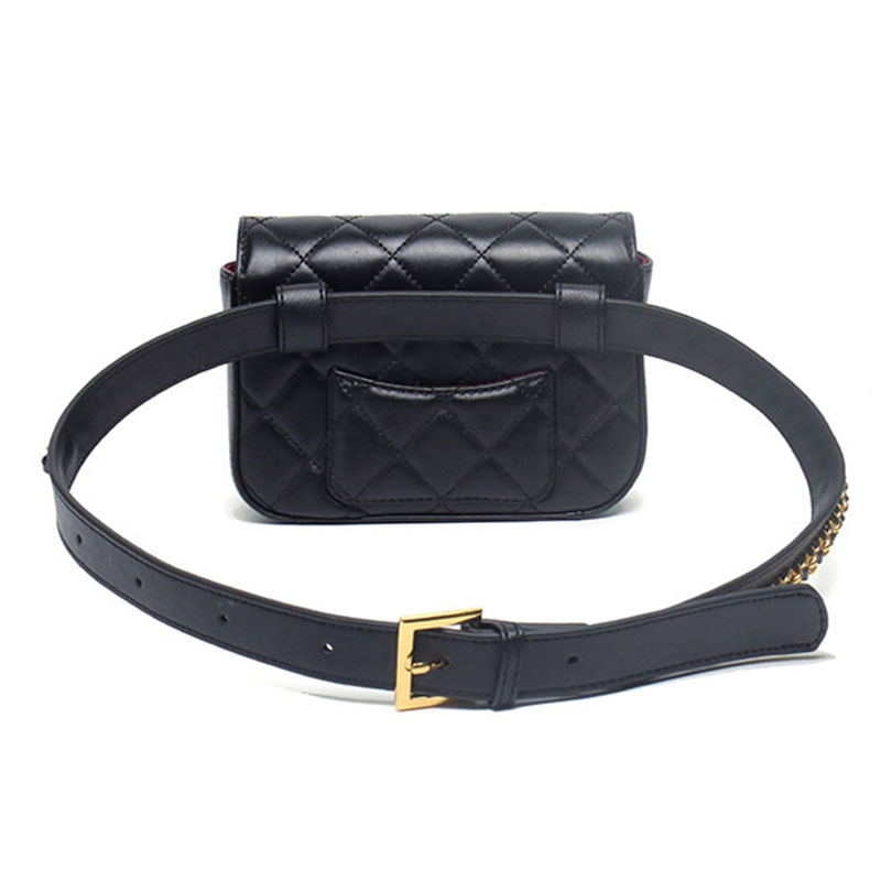 Women's Full-Grain Leather Quilted Turn-Lock Belt Bag