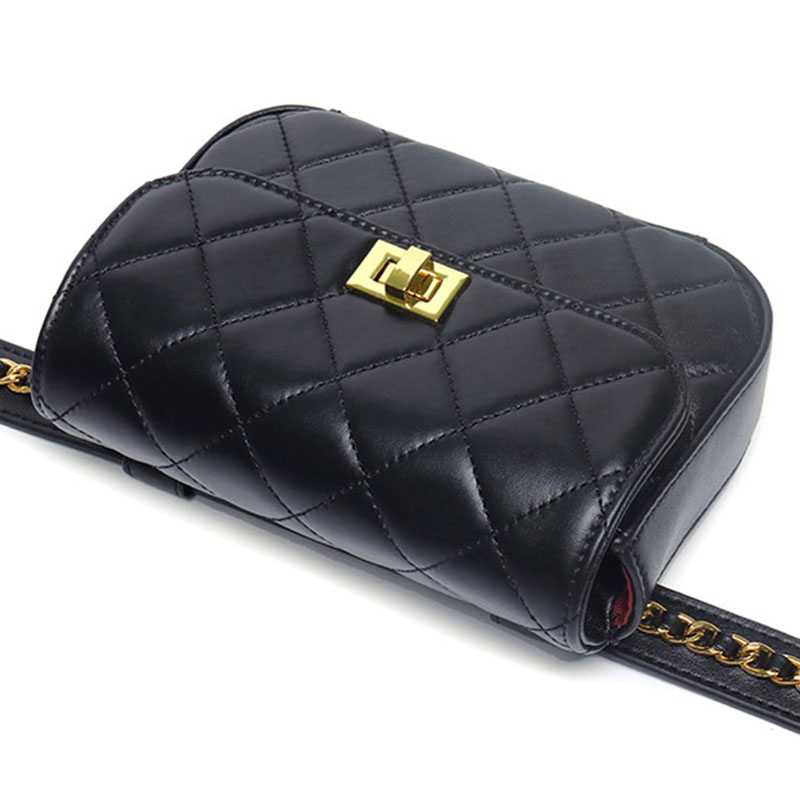 Women's Full-Grain Leather Quilted Turn-Lock Belt Bag