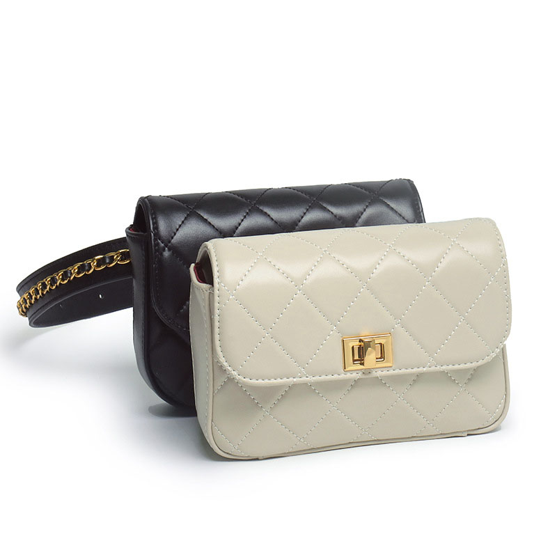 Women's Full-Grain Leather Quilted Turn-Lock Belt Bag