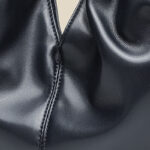 Women's Vegan Leather Ruched Gold Handle Shoulder Top Handle Bag