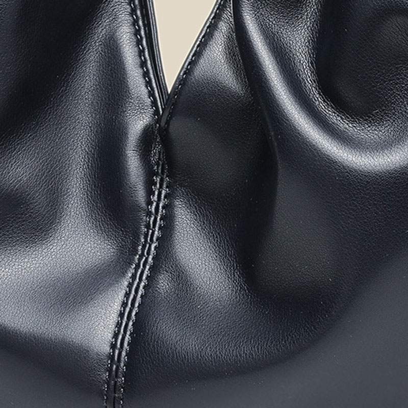 Women's Vegan Leather Ruched Gold Handle Shoulder Top Handle Bag