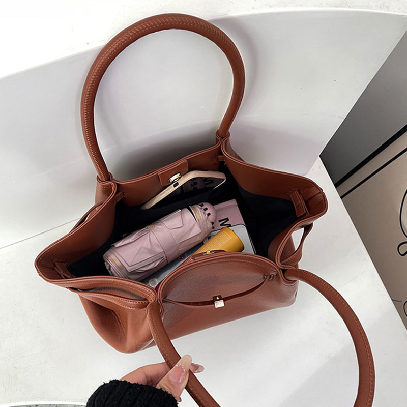 Women's Vegan Leather Structured Top Handle Shoulder Tote Bag