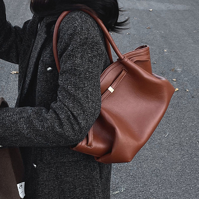 Women's Vegan Leather Structured Top Handle Shoulder Tote Bag