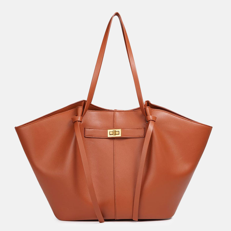 Women's Vegan Leather Structured Tote Shoulder Bag