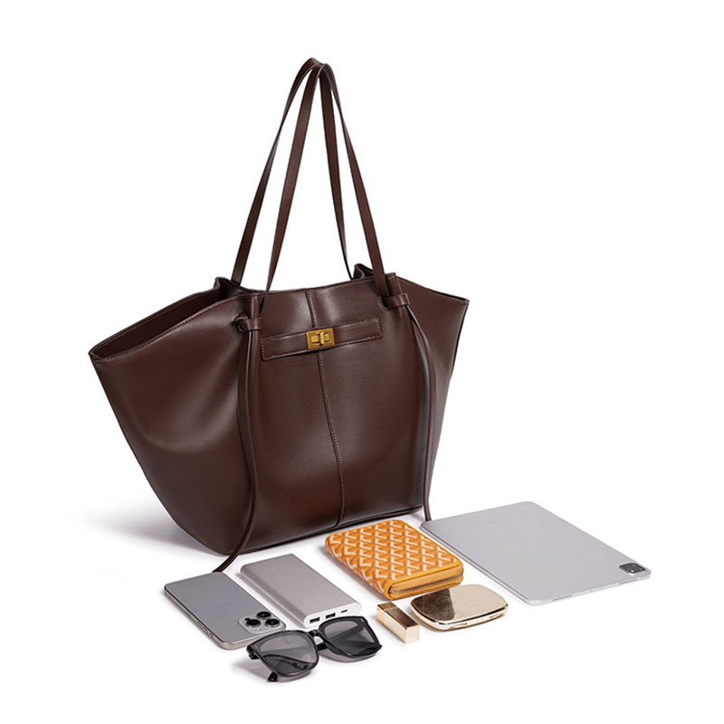 Women's Vegan Leather Structured Tote Shoulder Bag