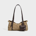 Women's Suede Vegan Leather Texture Top Handle Shoulder Tote Bag