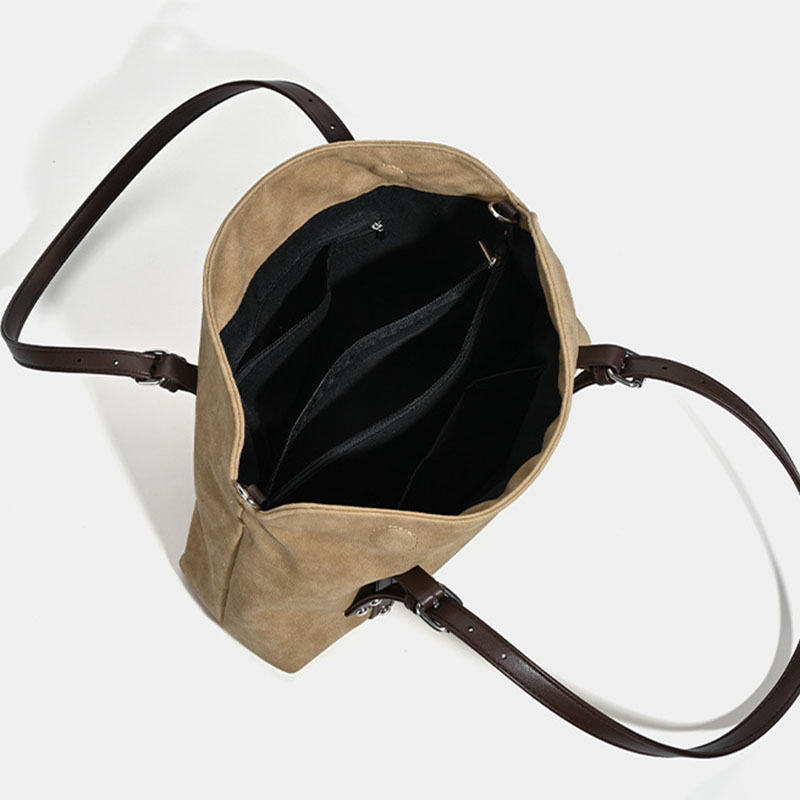 Women's Suede Vegan Leather Texture Top Handle Shoulder Tote Bag